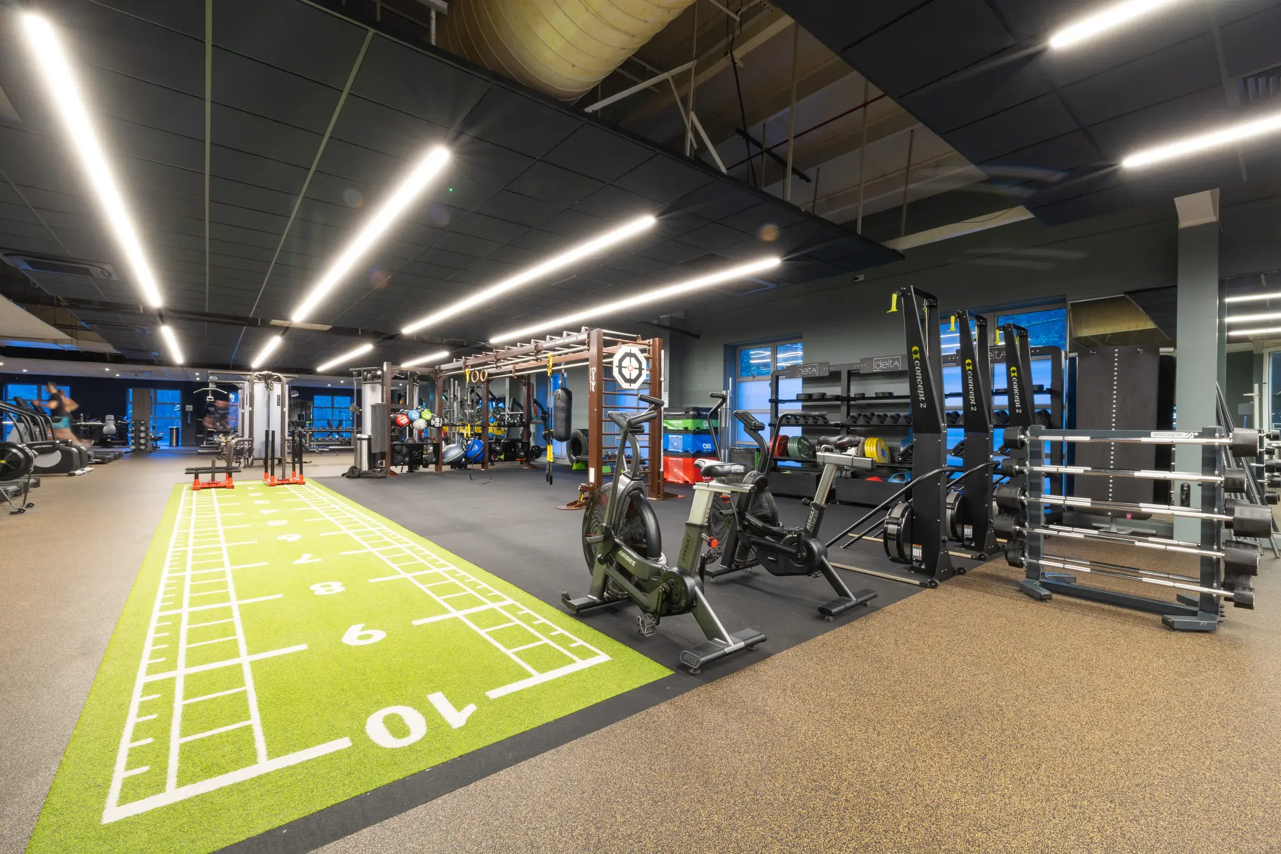 A sled track in the gym