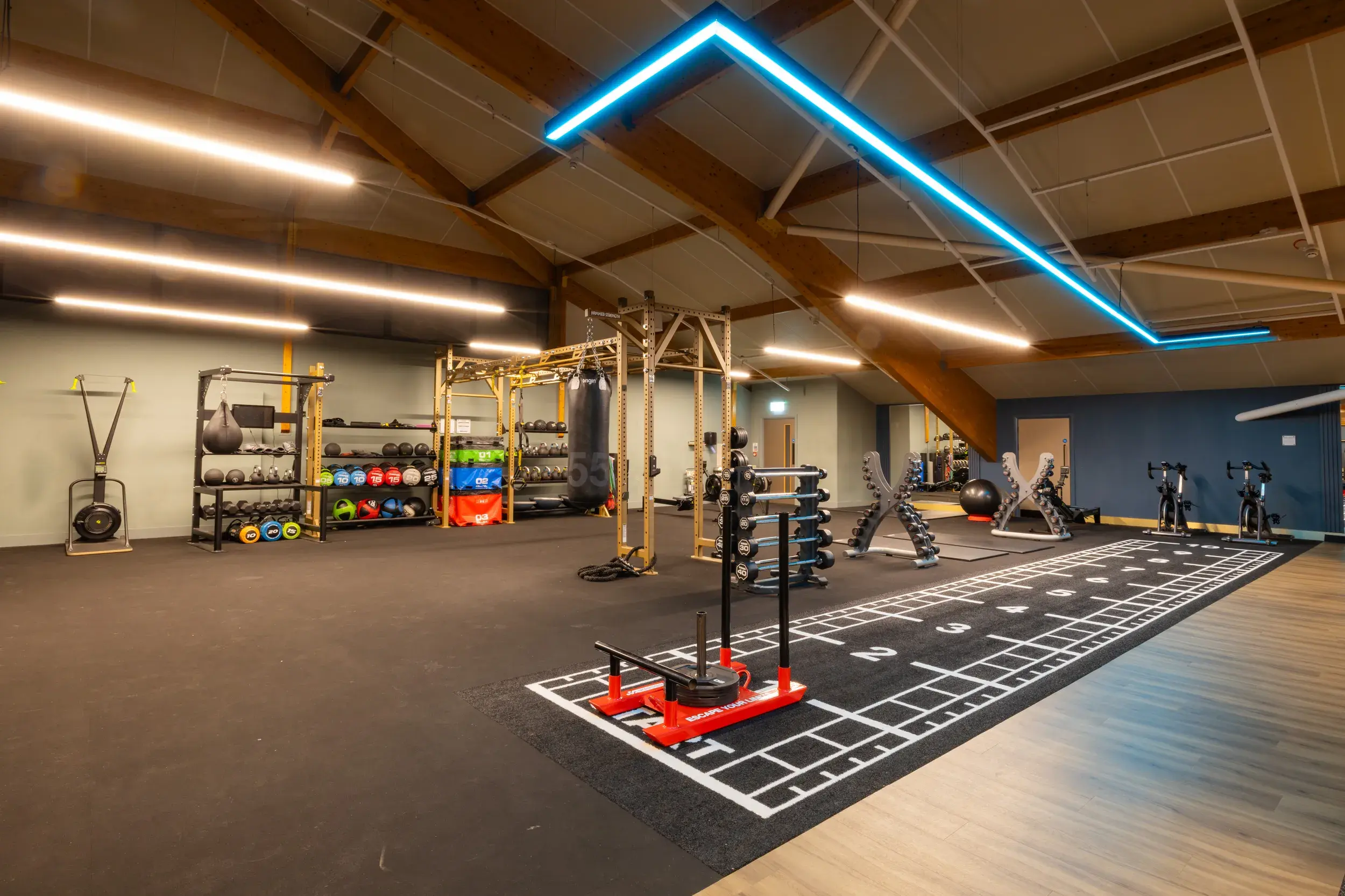 A sled track in the gym