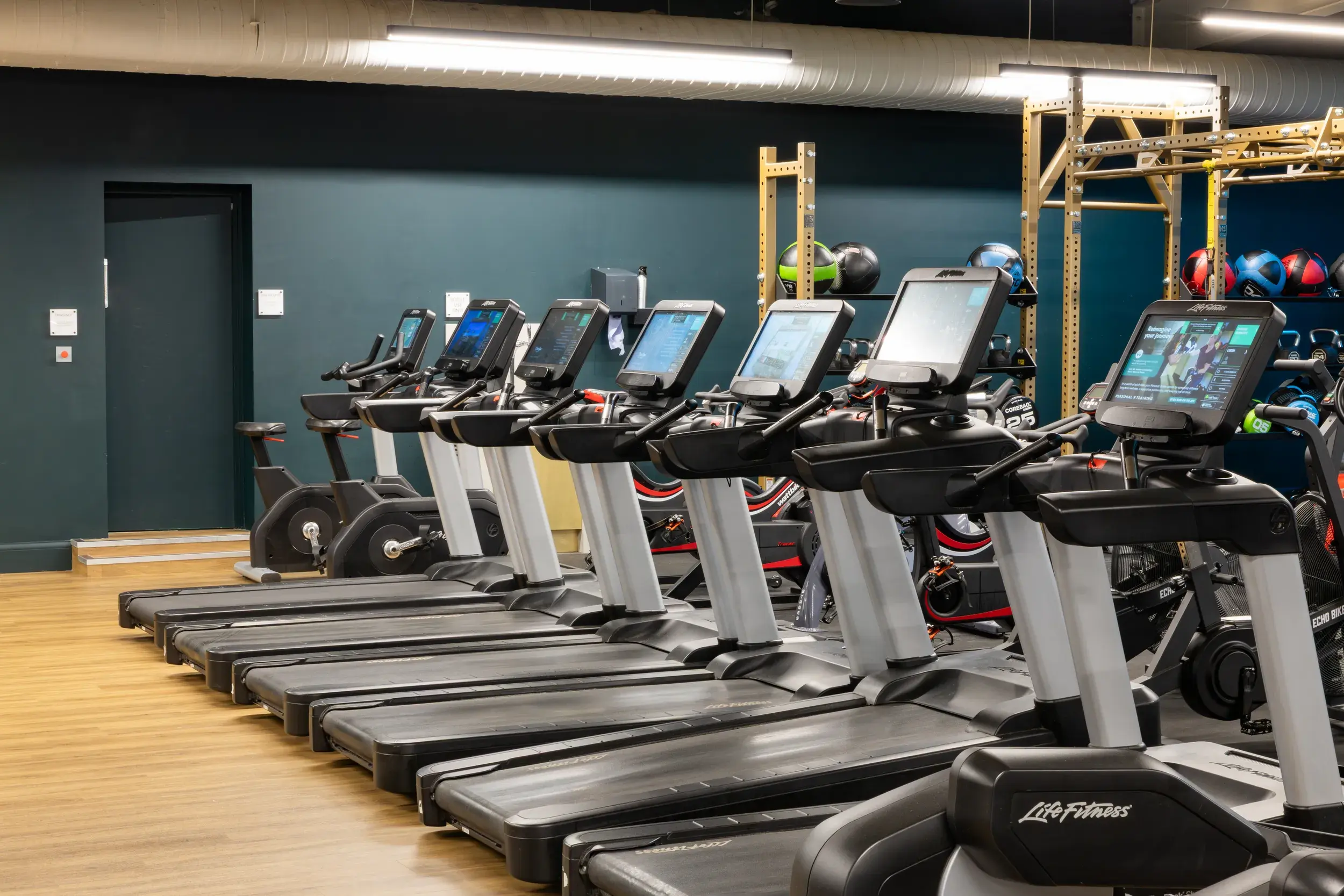 Exercise bikes and the gym floor at David Lloyd Lichfield