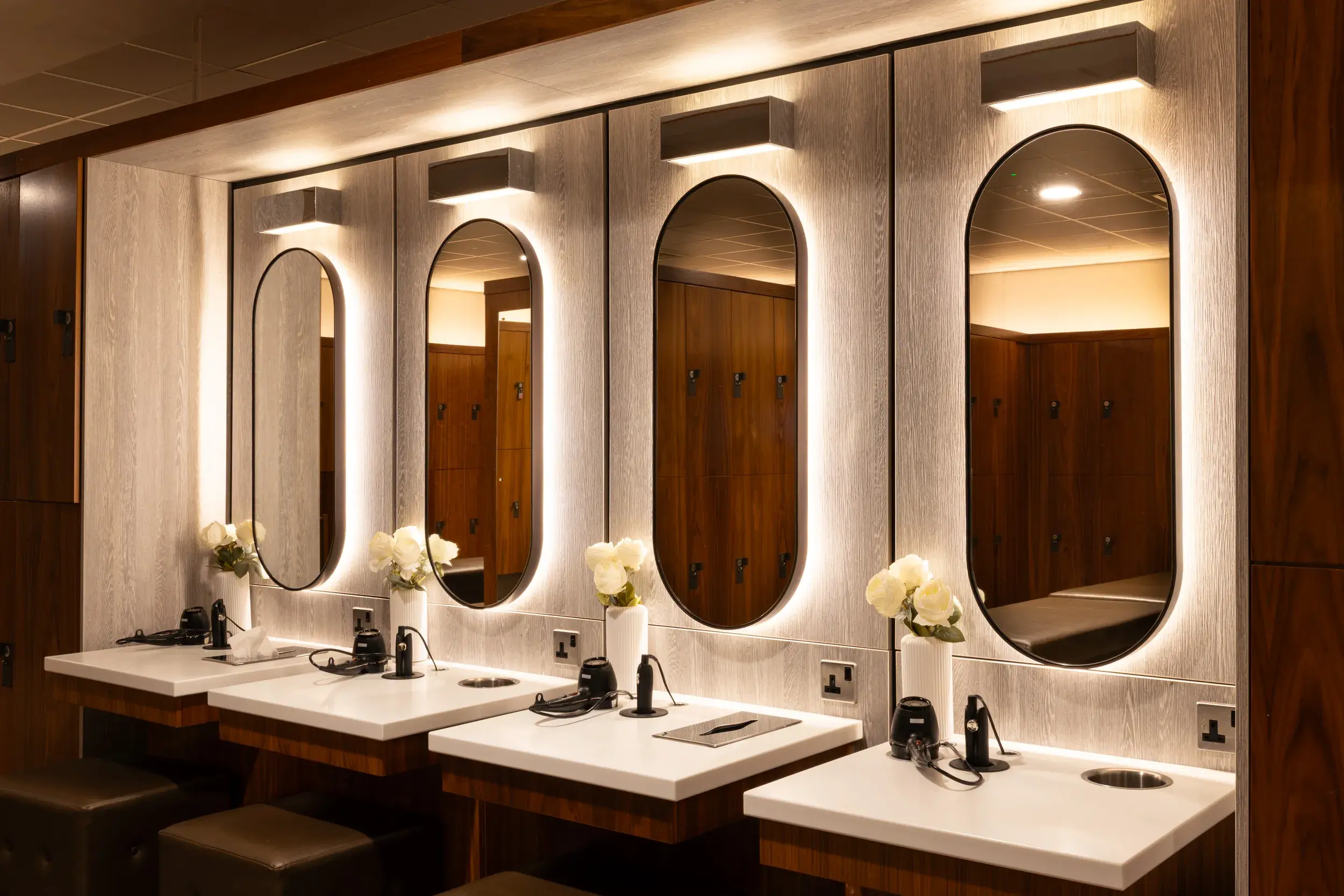 Dressing area with mirrors