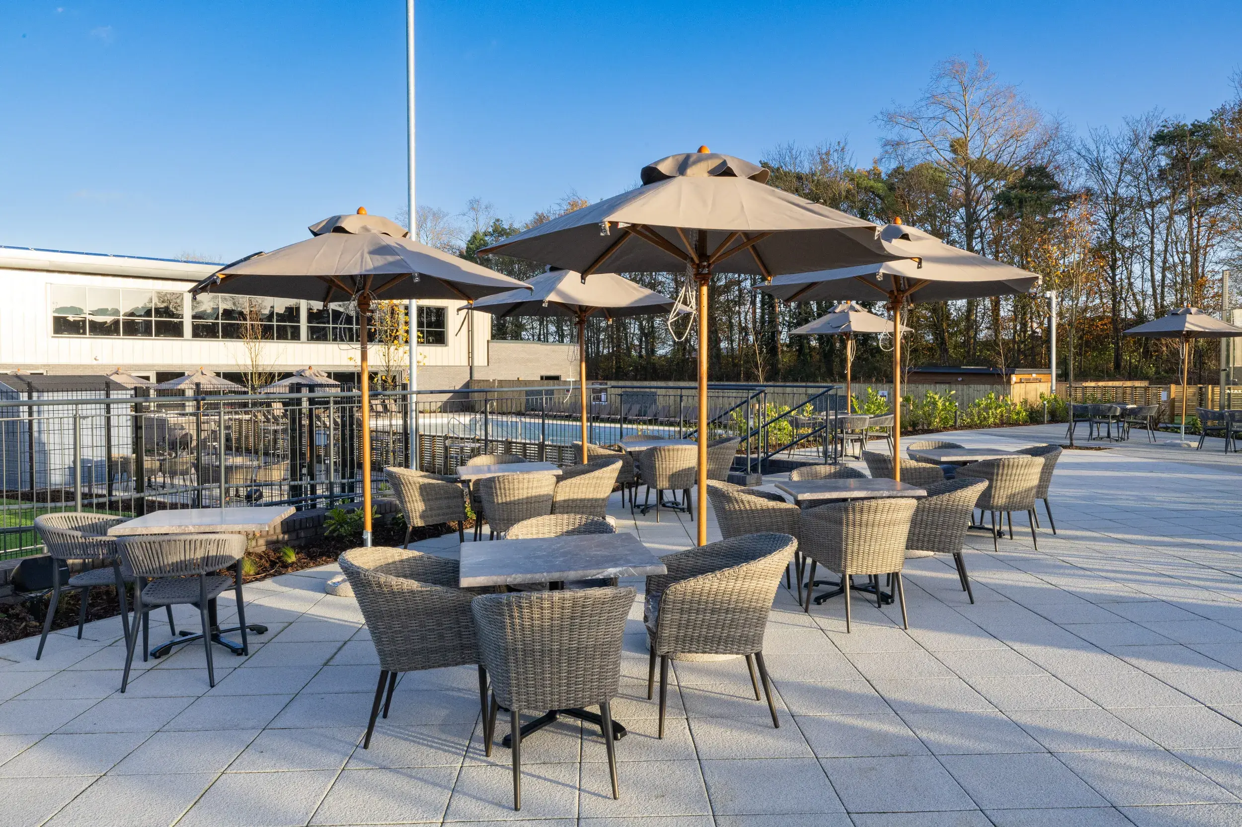 The outdoor terrace at David Lloyd Bury St Edmunds