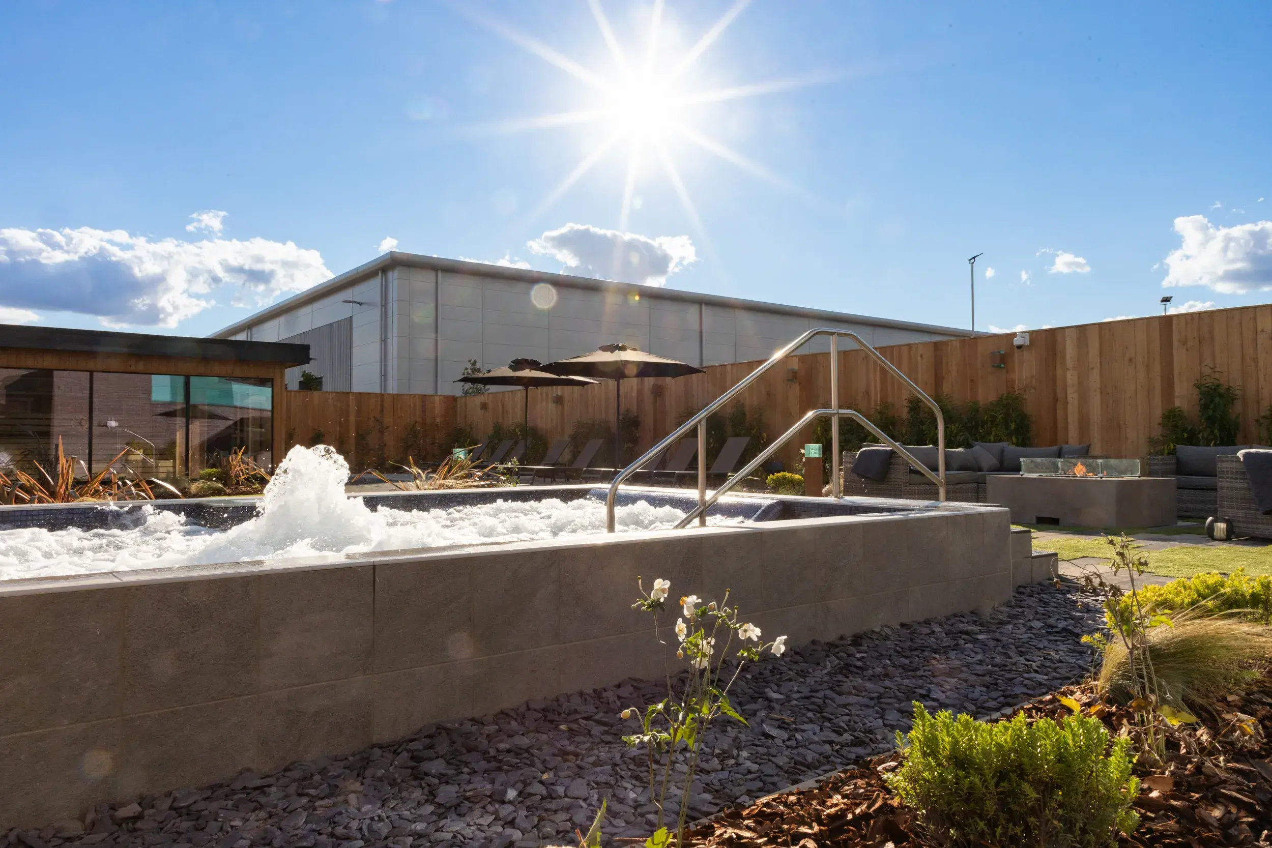 Bubbles in the whirlpool in the Spa Garden